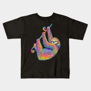 Hanging Around Psychedelic Sloth Kids T-Shirt